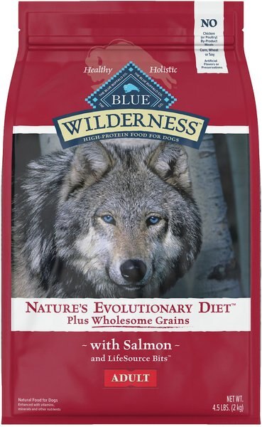 Blue Buffalo Wilderness Nature's Evolutionary Diet Plus Wholesome Grains Salmon, Oats & Barley Adult Dry Dog Food, 4.5-lb bag slide 1 of 9