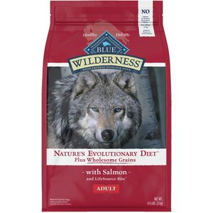Blue Buffalo Wilderness Nature's Evolutionary Diet Plus Wholesome Grains Salmon, Oats & Barley Adult Dry Dog Food, 4.5-lb bag
