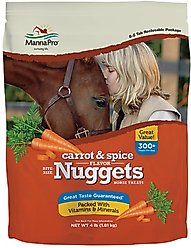 Manna Pro Bite-Size Nuggets Carrot & Spice Flavored Horse Training Treats, 4-lb bag