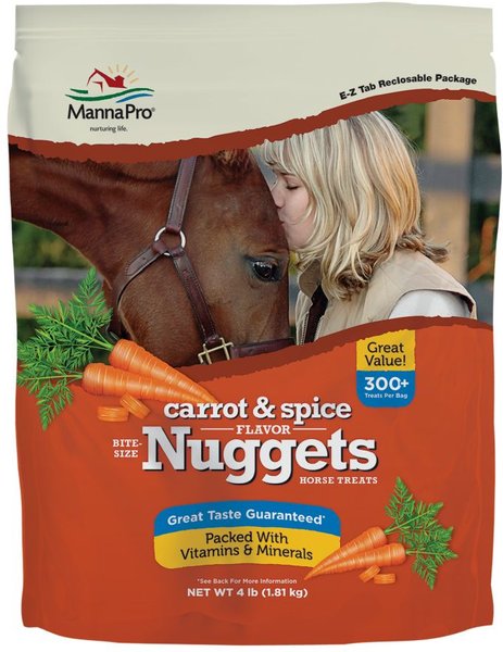 Manna Pro Bite-Size Nuggets Carrot & Spice Flavored Horse Training Treats, 4-lb bag slide 1 of 7