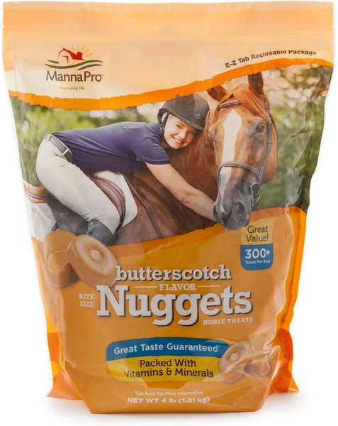 Manna Pro Bite-Size Nuggets Butterscotch Flavored Horse Training Treats, 4-lb bag slide 1 of 8