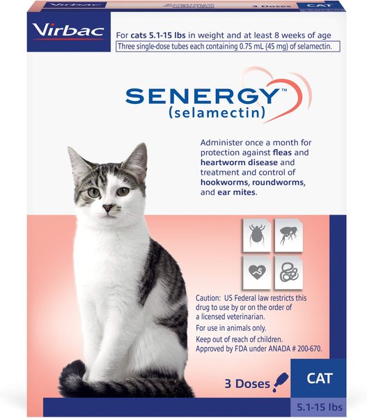 Senergy Topical Solution for Cats, 5.1-15 lbs, (Blue Box), 3 Doses (3-mos. supply) slide 1 of 4