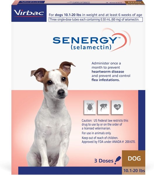 Senergy Topical Solution for Dogs, 10.1-20 lbs, (Brown Box), 3 Doses (3-mos. supply) slide 1 of 4