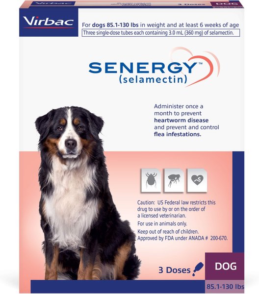 Senergy Topical Solution for Dogs, 85.1-130 lbs, (Plum Box), 3 Doses (3-mos. supply) slide 1 of 4