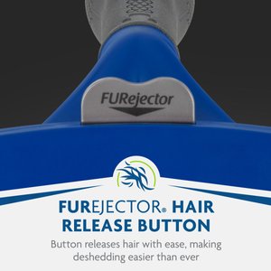 FURminator Long Hair Dog Deshedding Tool, Blue, Large