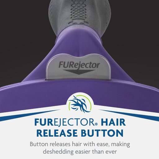 FURminator Long Hair Cat Deshedding Tool, Purple, Medium