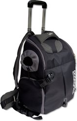 Touchdog Wuffle Duffle Wheeled Backpack Dog & Cat Carrier, Black