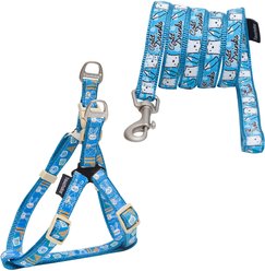 Touchdog Caliber Designer Embroidered Fashion Dog & Cat Leash & Harness, Blue, Small