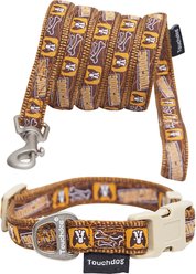 Touchdog Caliber Designer Embroidered Fashion Dog & Cat Leash & Collar, Brown, Small