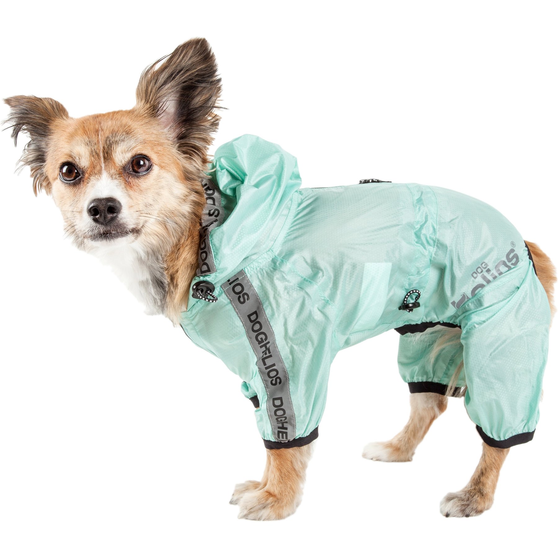 Dog Helios Torrential Shield Waterproof Full Bodied Dog Windbreaker Raincoat, Aqua Blue, X-Small