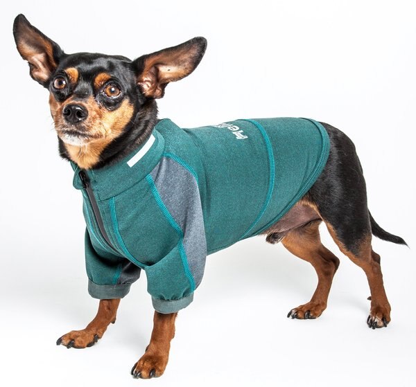 Dog Helios Eboneflow 4-Way-Stretch Dog Yoga T-Shirt, Forest Green/Grey, Small slide 1 of 8