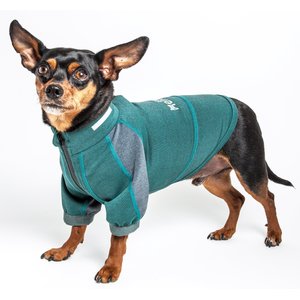 Dog Helios Eboneflow 4-Way-Stretch Dog Yoga T-Shirt, Forest Green/Grey, Small