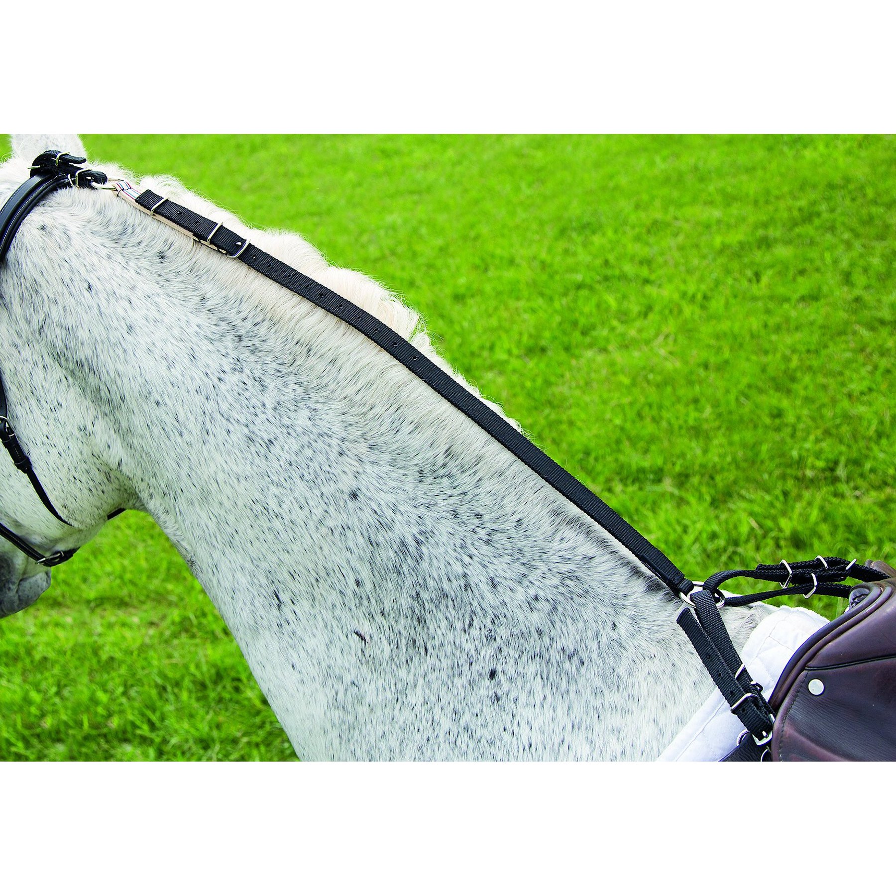 Shires Equestrian Products Leather Daisy Horse Rein, Black