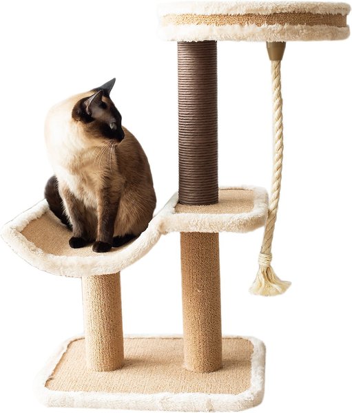 Catry Cradle Cat Tree with Paper Rope Scratching Posts & Sisal Rope Toy, 27.1-in H, Beige slide 1 of 8