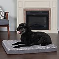 FurHaven Faux Fur & Suede Deluxe Cooling Gel Dog & Cat Mattress, Stone Gray, Large
