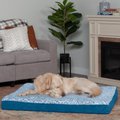 FurHaven Faux Fur & Suede Deluxe Cooling Gel Dog & Cat Mattress, Marine Blue, Jumbo