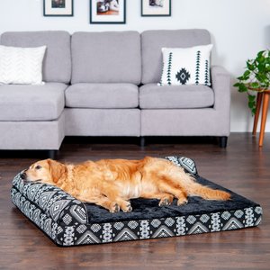 FurHaven Southwest Kilim Orthopedic Deluxe Chaise Dog & Cat Bed, Black Medallion, Jumbo