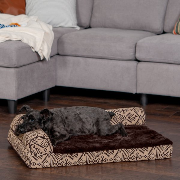 FurHaven Southwest Kilim Orthopedic Deluxe Chaise Dog & Cat Bed, Desert Brown, Medium slide 1 of 9