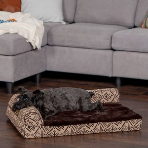 FurHaven Southwest Kilim Orthopedic Deluxe Chaise Dog & Cat Bed, Desert Brown, Medium