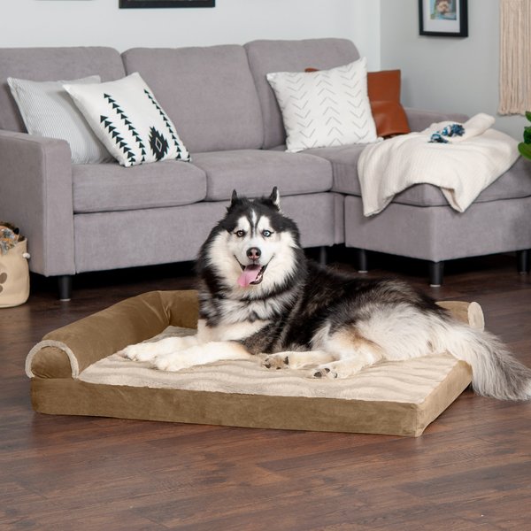 FurHaven Wave Fur & Velvet Memory Foam Deluxe Chaise Dog & Cat Bed