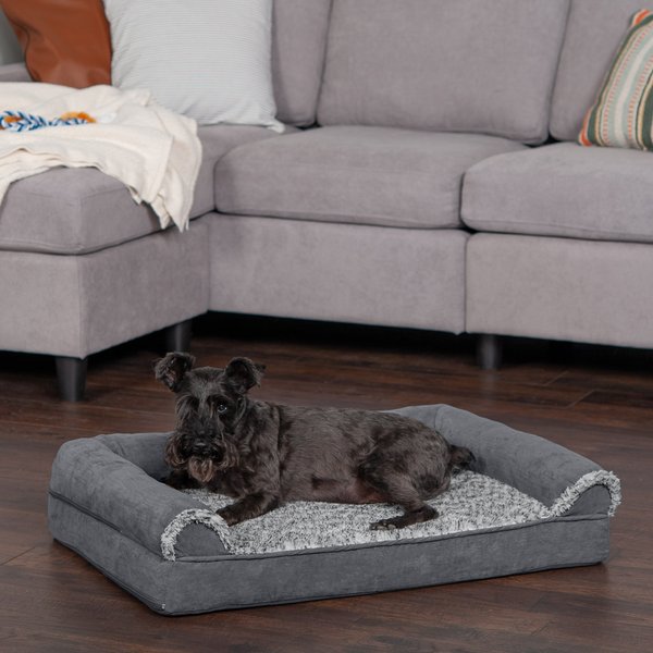 FURHAVEN Plush & Suede Full Support Orthopedic Sofa Dog & Cat Bed, Deep