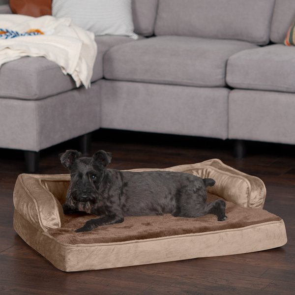 FurHaven Plush & Velvet Orthopedic Comfy Couch Dog & Cat Bed, Almondine, Medium slide 1 of 9