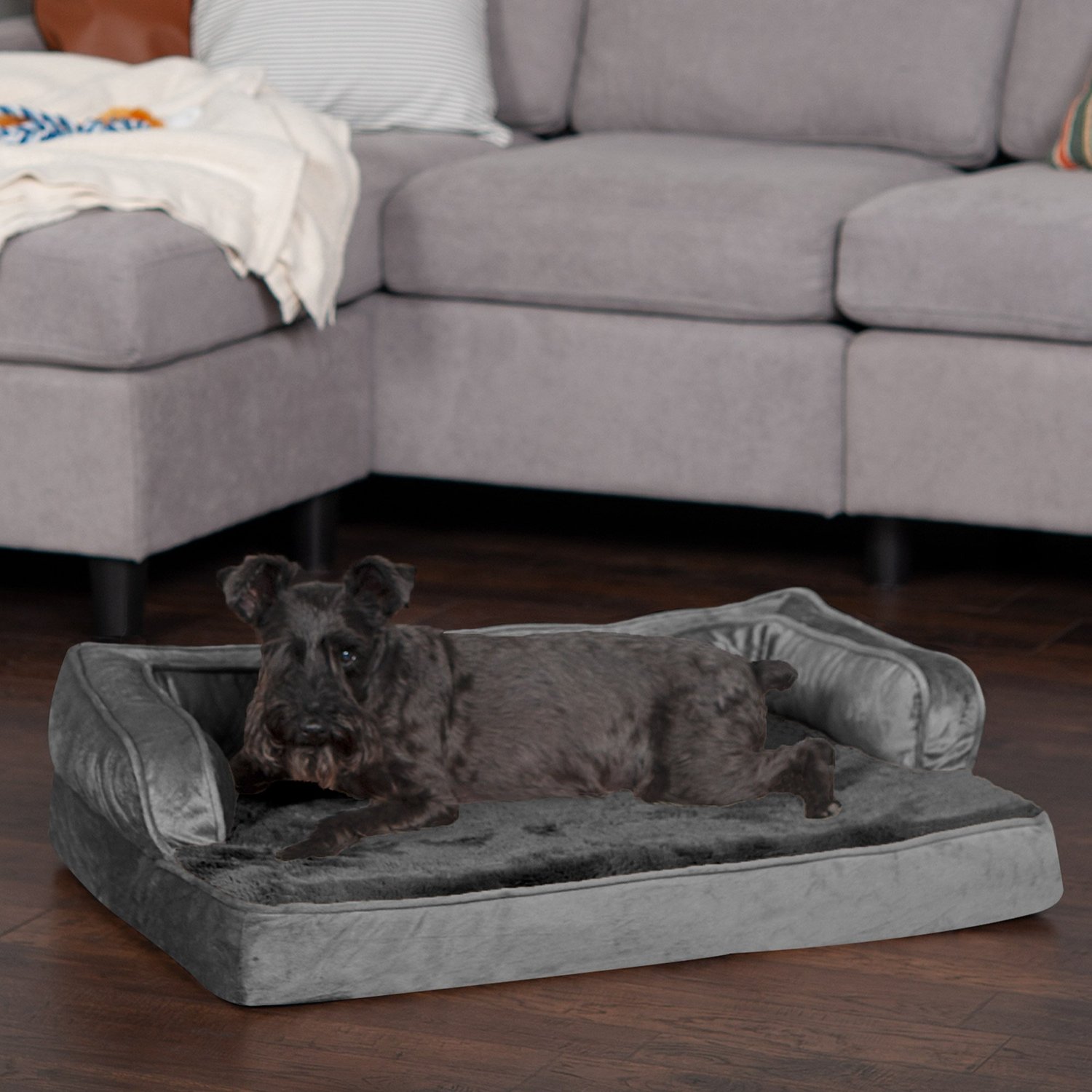 furhaven comfy couch orthopedic pet bed