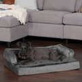 FurHaven Plush & Velvet Orthopedic Comfy Couch Dog & Cat Bed, Dark Gray, Medium