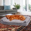 FurHaven Faux Fur & Suede Memory Foam Sofa Dog & Cat Bed, Stone Gray, Jumbo