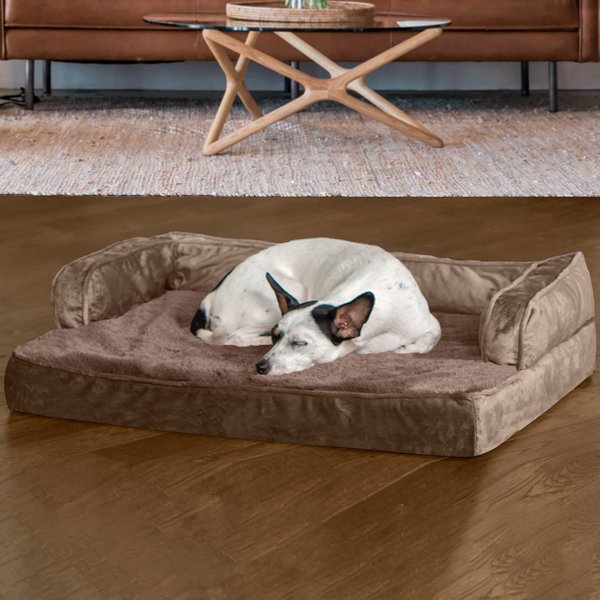 FurHaven Plush & Velvet Memory Foam Comfy Couch Dog & Cat Bed, Almondine, Medium slide 1 of 9