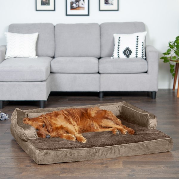 FurHaven Plush & Velvet Memory Foam Comfy Couch Dog & Cat Bed, Almondine, Jumbo slide 1 of 9