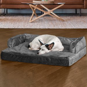 FurHaven Plush & Velvet Memory Foam Comfy Couch Dog & Cat Bed, Dark Gray, Medium