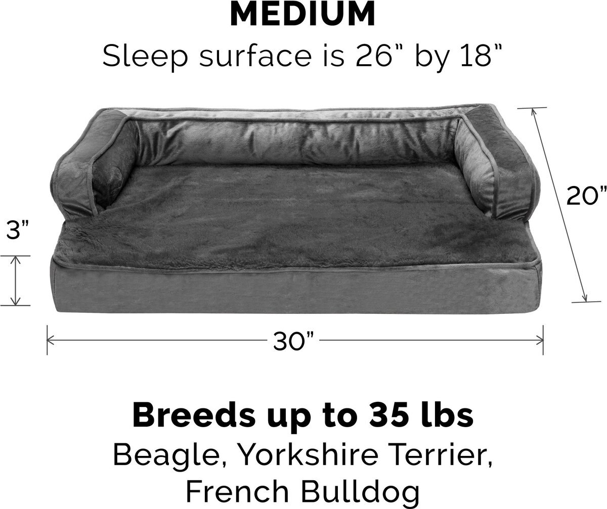 FURHAVEN Plush & Velvet Memory Foam Comfy Couch Dog & Cat Bed, Dark