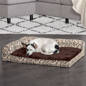 FurHaven Southwest Kilim Cooling Gel Deluxe Chaise Dog & Cat Bed, Desert Brown, Medium