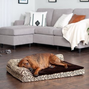 FurHaven Southwest Kilim Cooling Gel Deluxe Chaise Dog & Cat Bed, Desert Brown, Large