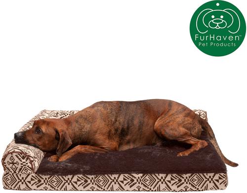 Show full view: FurHaven Southwest Kilim Cooling Gel Deluxe Chaise Dog & Cat Bed, Desert Brown, Large slide 4 of 10