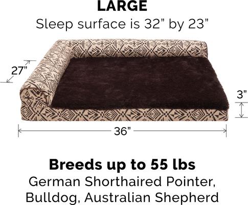 Show full view: FurHaven Southwest Kilim Cooling Gel Deluxe Chaise Dog & Cat Bed, Desert Brown, Large slide 5 of 10