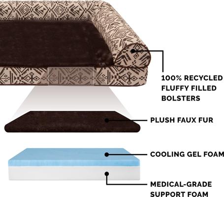 Show full view: FurHaven Southwest Kilim Cooling Gel Deluxe Chaise Dog & Cat Bed, Desert Brown, Large slide 6 of 10