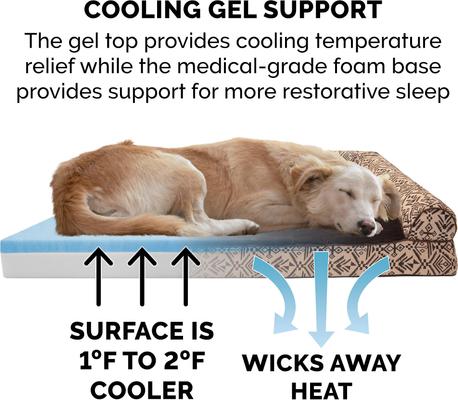 Show full view: FurHaven Southwest Kilim Cooling Gel Deluxe Chaise Dog & Cat Bed, Desert Brown, Large slide 7 of 10