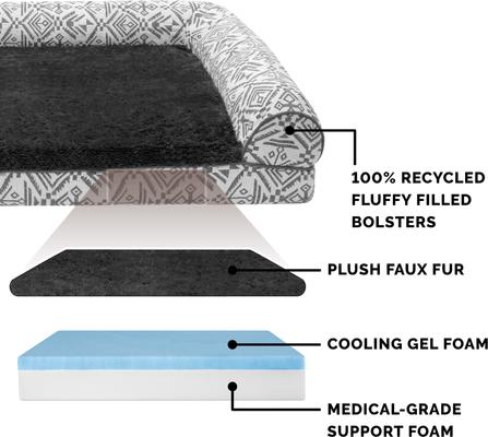 Show full view: FurHaven Southwest Kilim Cooling Gel Deluxe Chaise Dog & Cat Bed, Boulder Gray, Jumbo slide 6 of 10