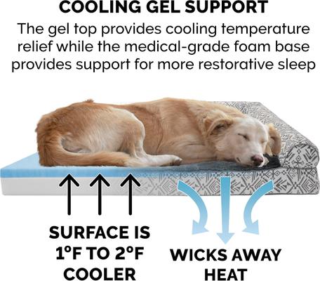 Show full view: FurHaven Southwest Kilim Cooling Gel Deluxe Chaise Dog & Cat Bed, Boulder Gray, Jumbo slide 7 of 10