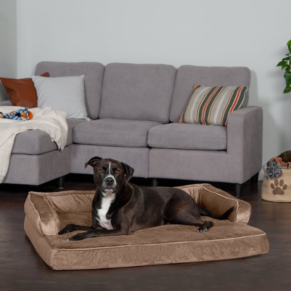 FurHaven Plush & Velvet Cooling Gel Comfy Couch Dog & Cat Bed, Almondine, Jumbo slide 1 of 9