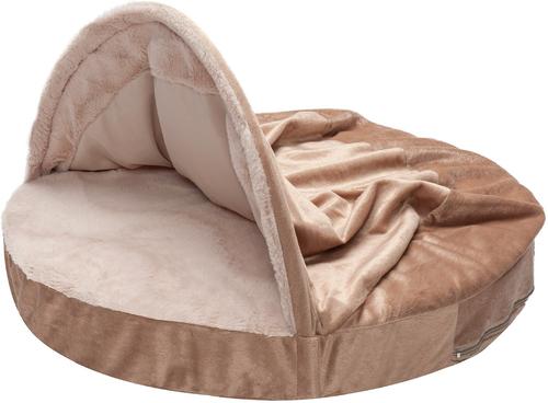 Show full view: FurHaven Wave Fur & Velvet Orthopedic Snuggery Dog & Cat Bed, Brownstone, 26-in slide 3 of 10