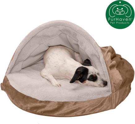 Show full view: FurHaven Wave Fur & Velvet Orthopedic Snuggery Dog & Cat Bed, Brownstone, 26-in slide 4 of 10