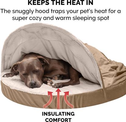 Show full view: FurHaven Wave Fur & Velvet Orthopedic Snuggery Dog & Cat Bed, Brownstone, 26-in slide 7 of 10