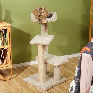 Frisco 41.5-in Real Carpet Wooden Cat Tree, Beige