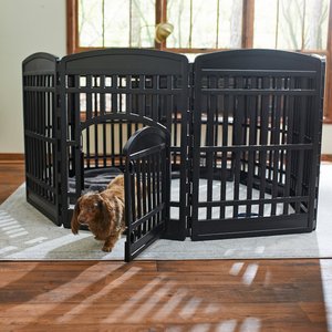 Frisco Dog Exercise Playpen with Door, 8-Panel, 34-in, Black