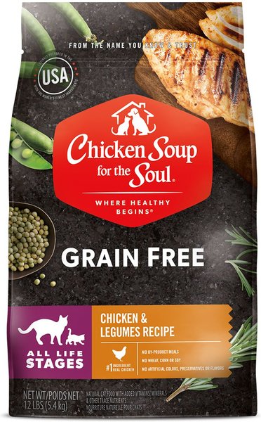 Chicken Soup for the Soul Chicken Legumes Recipe Grain Free Dry Cat Food