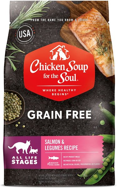 Chicken Soup for the Soul Salmon & Legumes Recipe Grain-Free Dry Cat Food, 12-lb bag slide 1 of 7