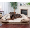 FurHaven Velvet Waves Perfect Comfort Orthopedic Sofa Cat & Dog Bed with Removable Cover, Brownstone, Jumbo Plus